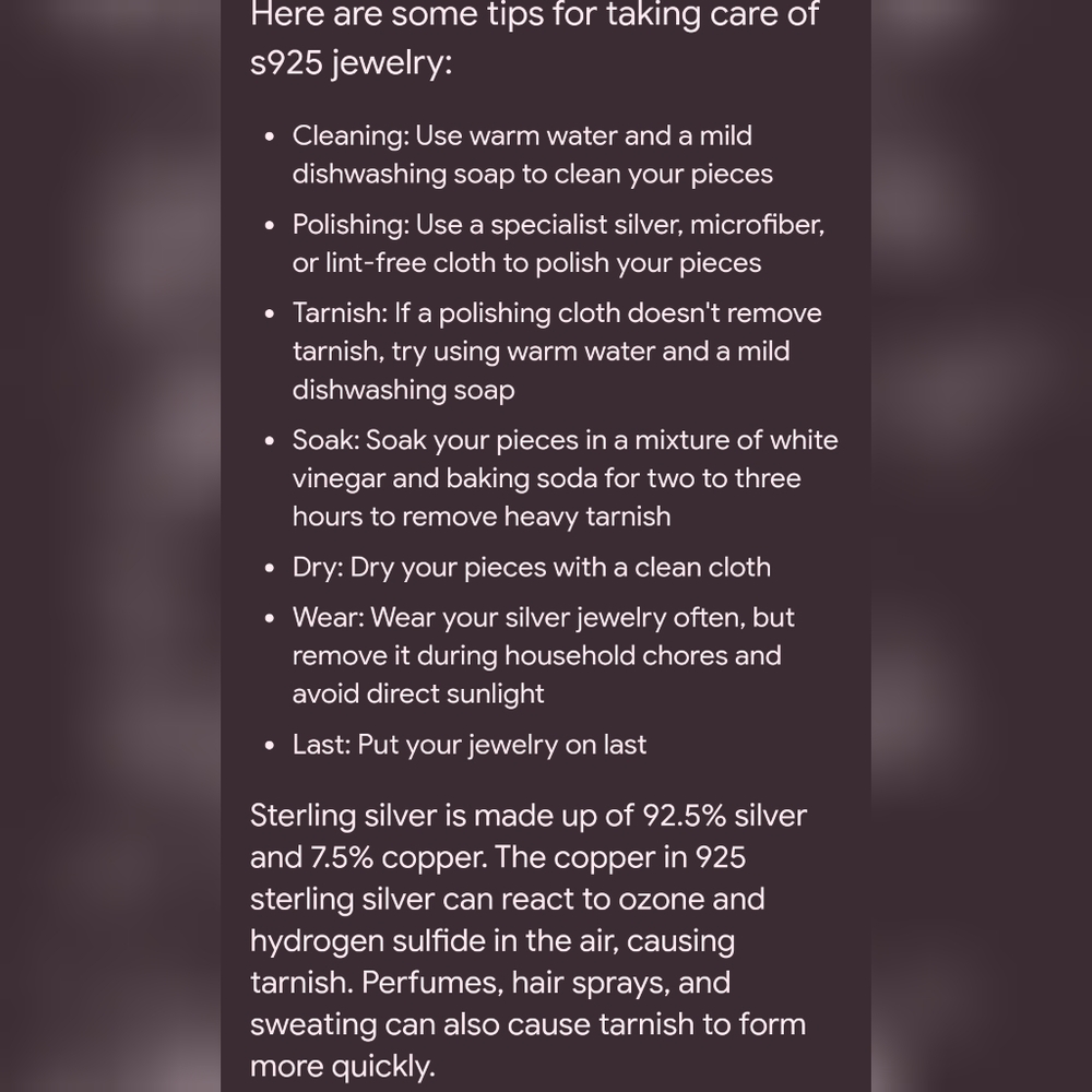 Caring For s925, & Costume Jewelry